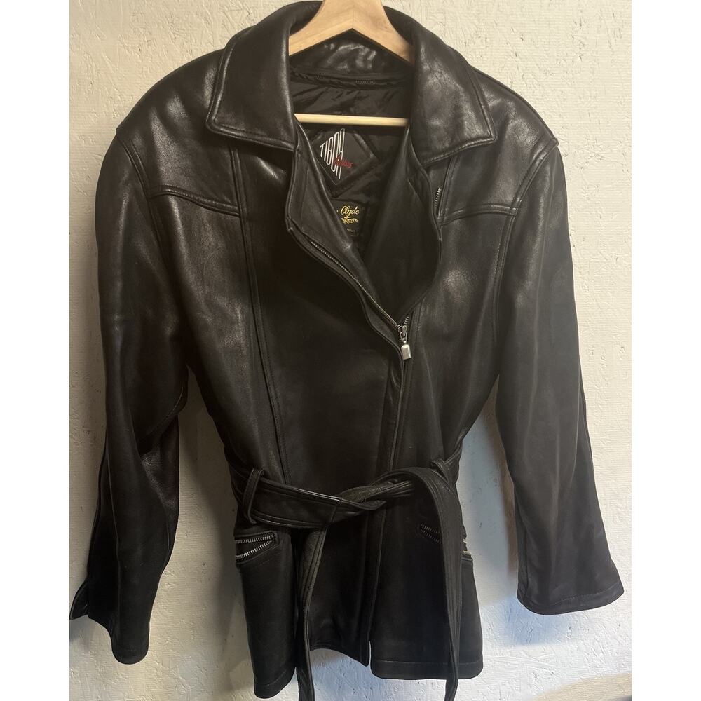 Vintage 80s Tibor Leather Moto Jacket Belted Thinsulate Black M Incredibly Soft